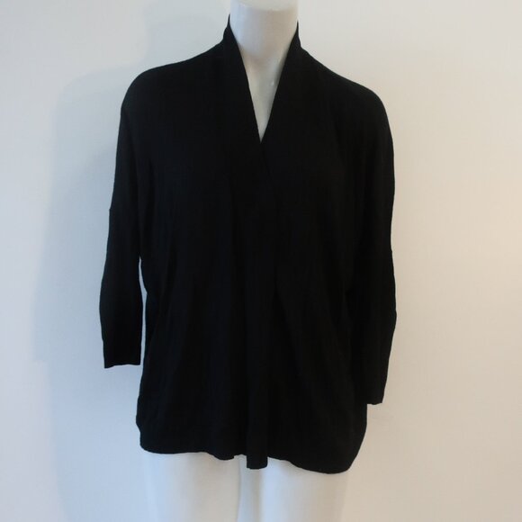 Womens Alice + Olivia Black 1-Button Rayon Silk Dolman Sleeve Cardigan Sweater S - Picture 1 of 13